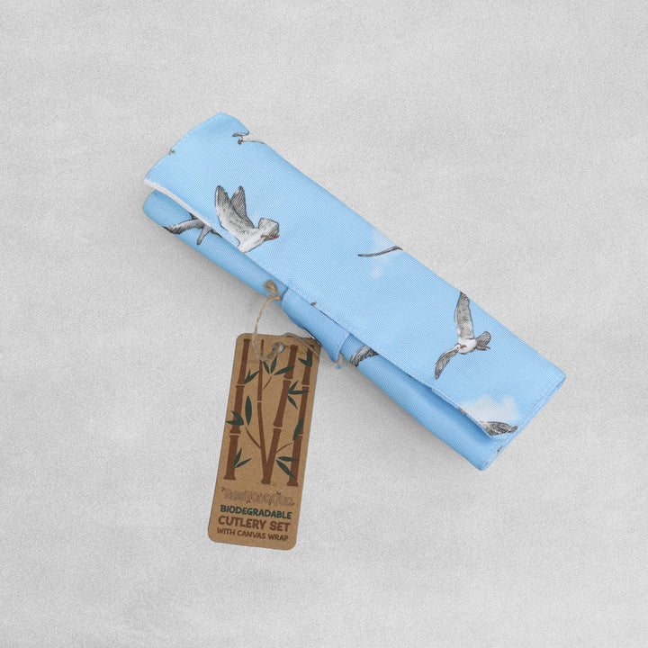 Bambootique Biodegradable Bamboo Cutlery Set with Canvas Wrap