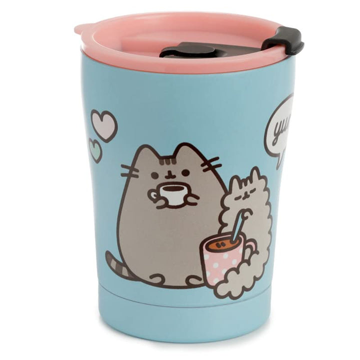 Puckator Officially Licensed Pusheen The Cat Foodie Insulated Hot & Cold Drinks Cup, Reusable Leakproof Thermal Travel Mug Flask, 300ml, Stainless Steel & BPA Free PVC, Cool for 8 H Warm for 6 H