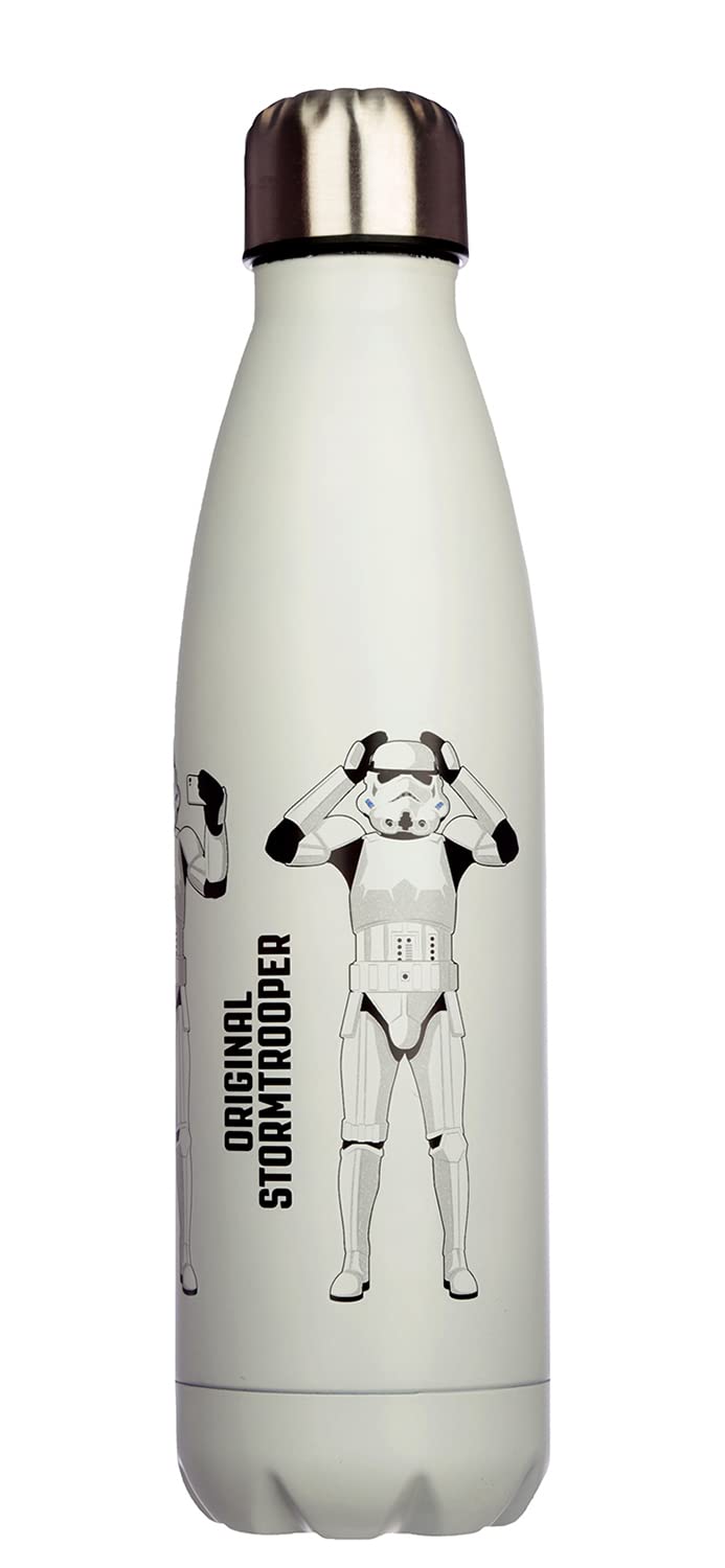 Puckator The Original Stormtrooper - Stainless Steel Water Bottle - Cold for 24h and Hot for 12h - Metal Water Bottles with Sci-fi Design - Double Walled Modern Thermos Flask - Bpa Free - 500 ml