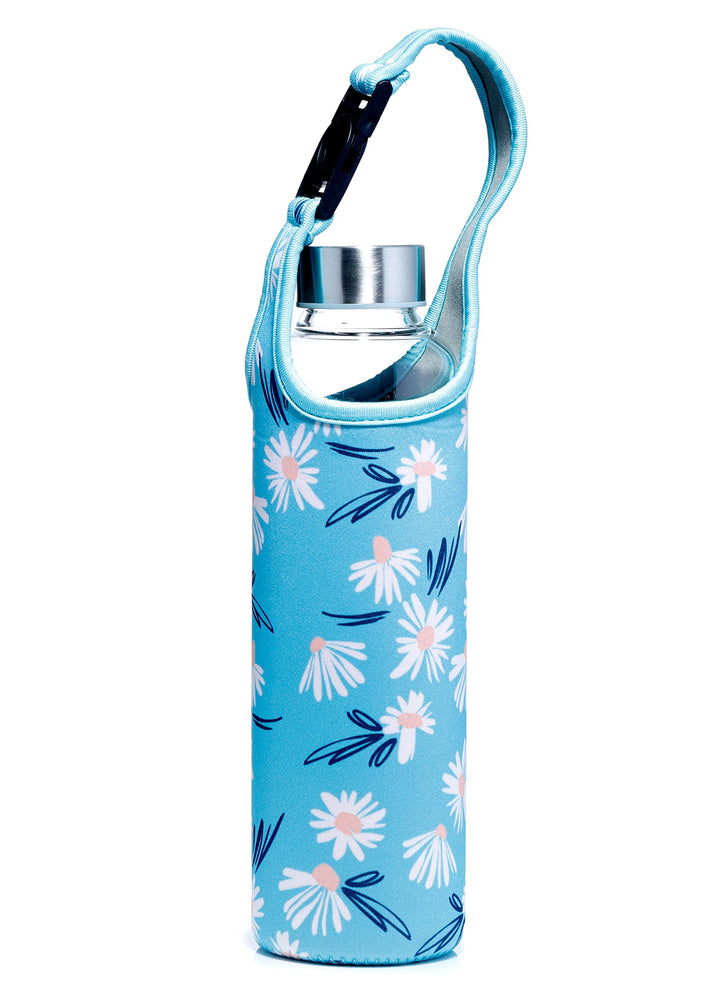 Puckator Pick of the Bunch Daisy Lane - Drinks Bottle - Reusable Water Bottle For Girls And Boys With An Attached Strap - Bpa Free - For School Nursery - Translucent - Cute Flower Design - Pp 500ml