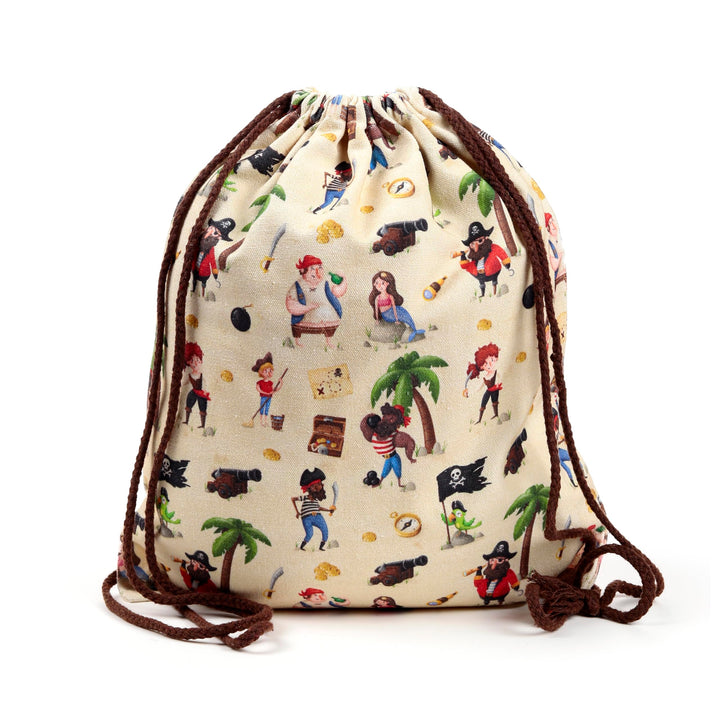 Puckator Jolly Rogers Pirate Canvas Drawstring Bag - Swimming Bag - Drawstring Bags For Kids - Gym Pe Bag - Festival Bags For Women - Gymnastics Bag - String Sport Bag - Backpack - Yoga Equipment Bag