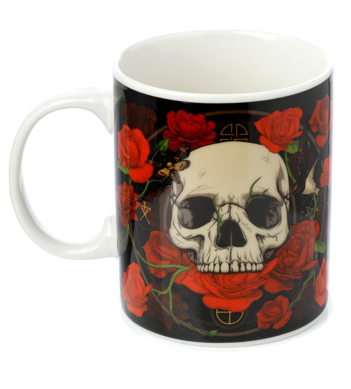 Puckator Skulls & Roses Porcelain Tea Coffee Mug - Funny Home Accessories - Cute Gifts for Girlfriend - Large Mugs for Men Women Hot Drinks - Cute Cups Presents - Secret Santa Gift - Cup Set