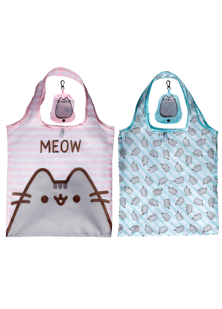 Puckator Foldable Reusable Shopping Bag - Pusheen Cat Design - Folding Shopping Bags - Foldable Tote Bag - Foldaway Shopping Bags - Foldable - Fold Up Bag in Pouch - Family Beach Bag