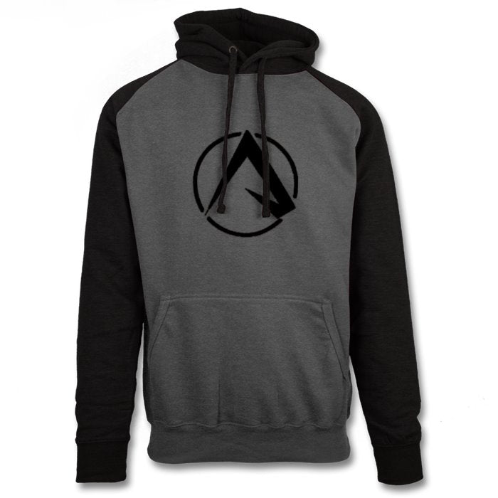 Black and Grey Long Sleeve Hoodie with Big Front Logo