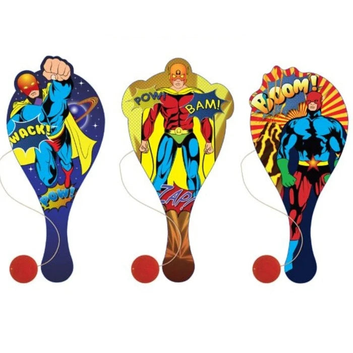 Superhero Wooden Paddle Bat and Ball Games